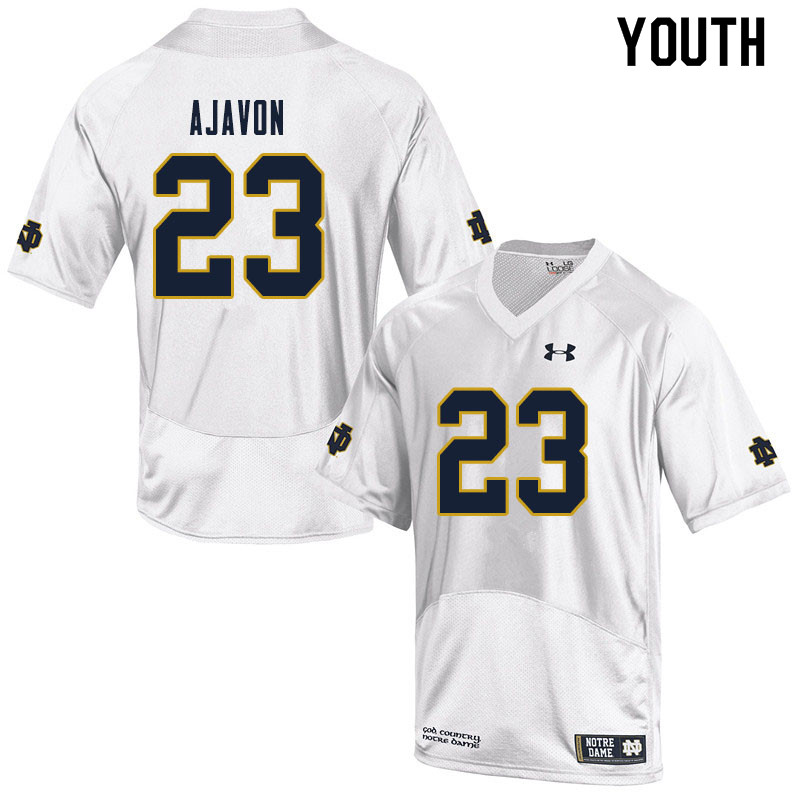 Youth NCAA Notre Dame Fighting Irish #23 Litchfield Ajavon Stitched College Under Armour Authentic White Football Jersey OF10T78EP